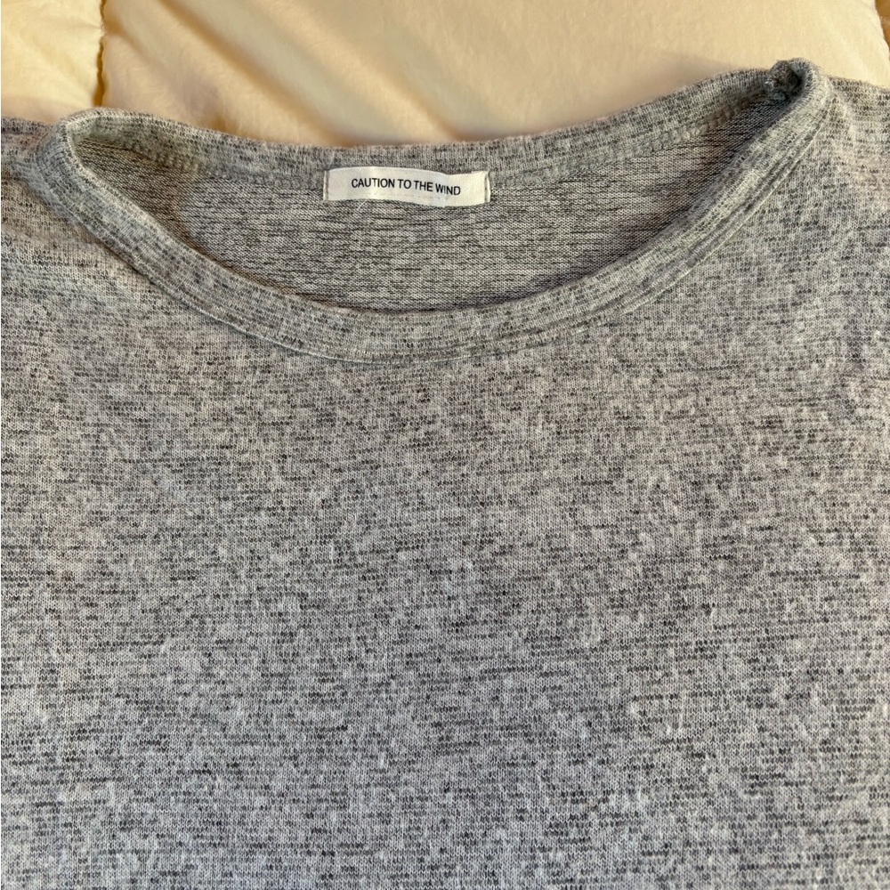 Caution To The Wind Heather Gray Crewneck Knit Top